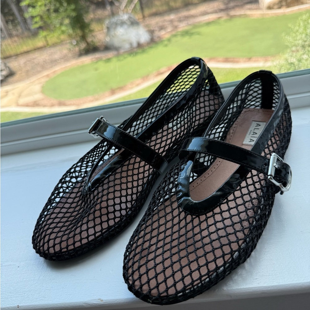 Alaia Black Mesh Flats